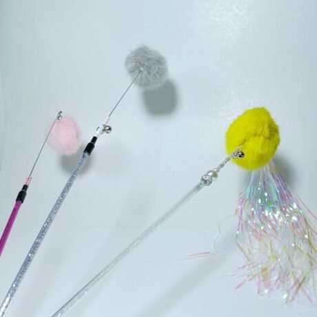 Feather bell long stick for teasing cat YM-21-A
